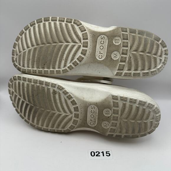 CROCS Classic Men\'s Size 11 Transpanrent w/ Dice Added White